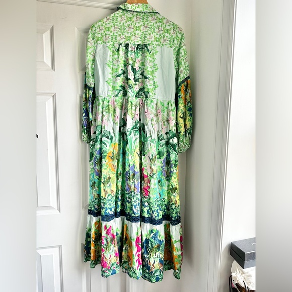 Anthropologie Long-Sleeve Printed Maxi Shirt Dress Jungle Print - Picture 9 of 14